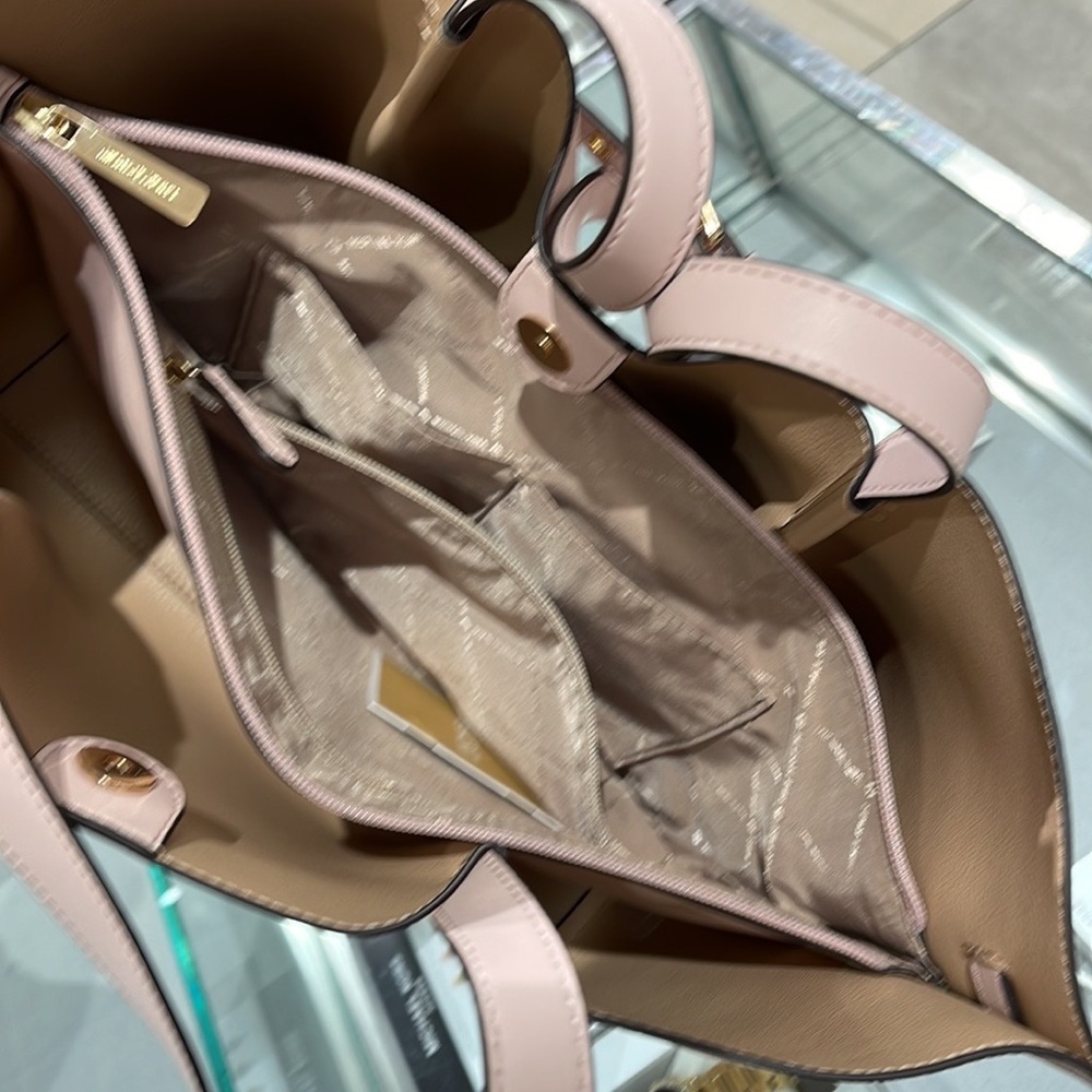 MICHAEL KORS Emilia Large Pebbled Leather Tote Bag POWDER BLUSH COLOR - Picture 14 of 16